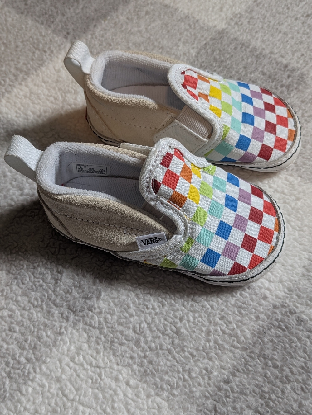 Vans Baby Rainbow Checkerboard Slip-On Crib Shoes